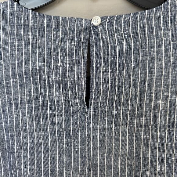 Quince European Linen Tank Mini Dress Size Small Chambray Striped Blue Pockets - Picture 8 of 12